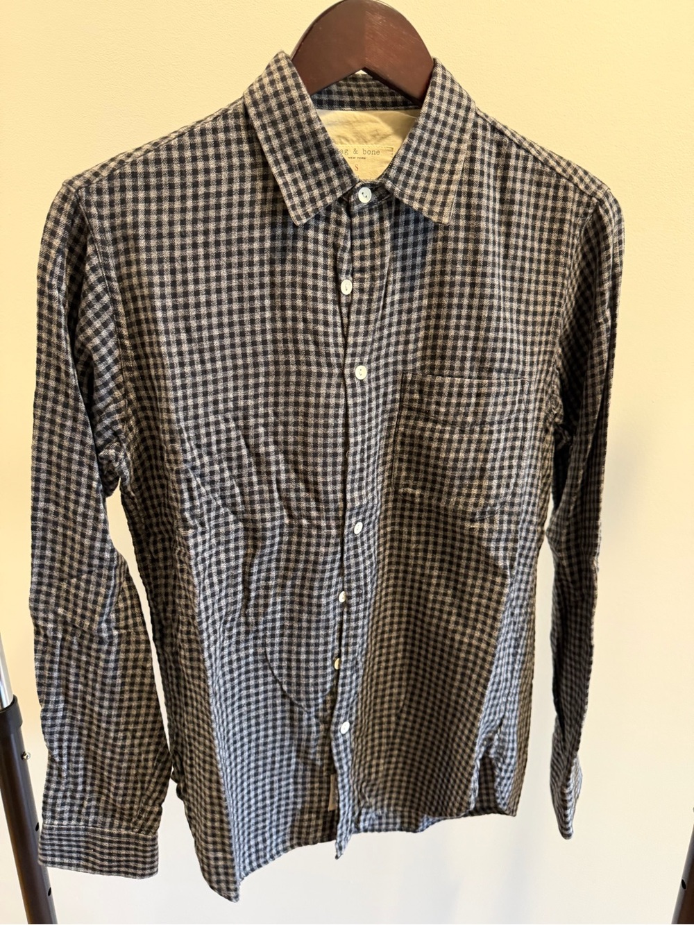 rag & bone Gray & black Checked Cotton Button-Down Shirt